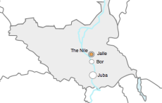 Map of South Sudan Bor Juba Jalle