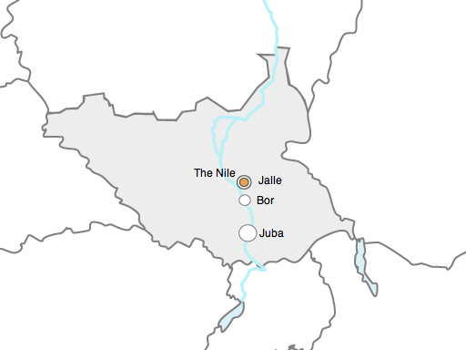 Map of South Sudan Bor Juba Jalle